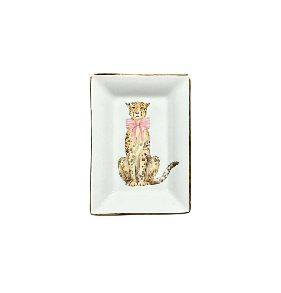 Trinket Tray- Leopard Pink Bow