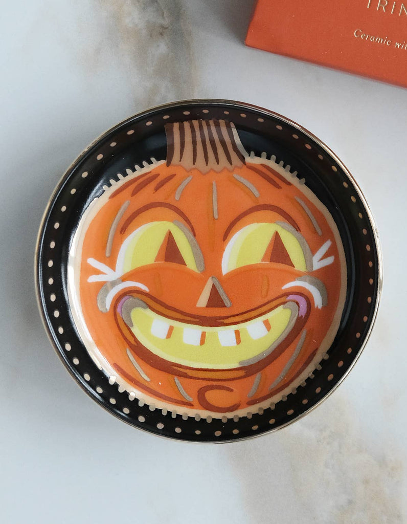 Halloween Porcelain Trinket Dish | Vintage Jack-o-Lantern