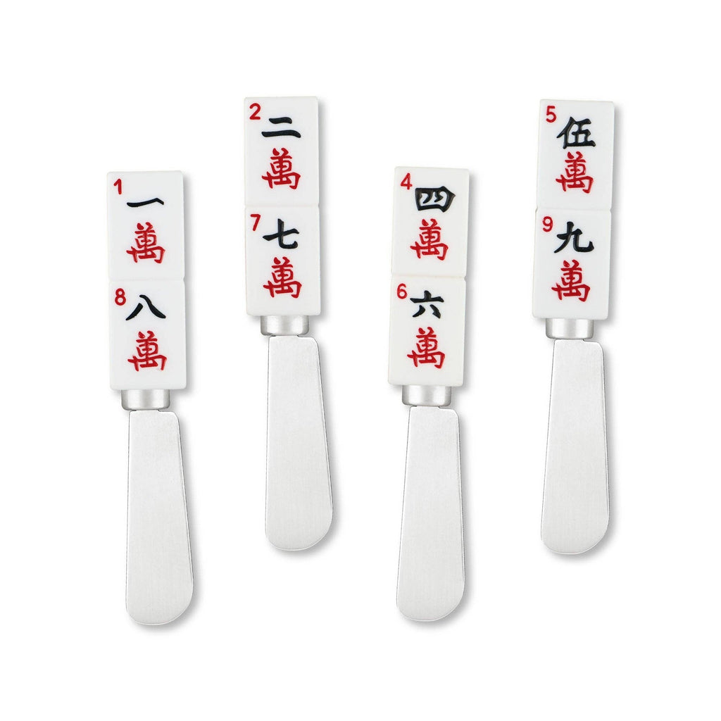 4-Piece Mahjong Characters of Wisdom Resin Cheese Spreader