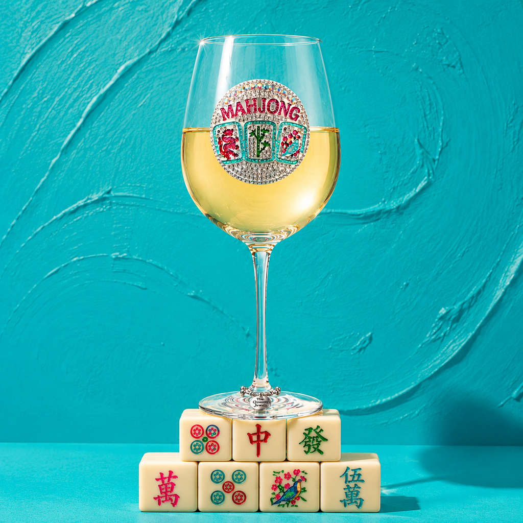 Mahjong Jeweled Stemmed Wine Glass - The Queen's Jewels