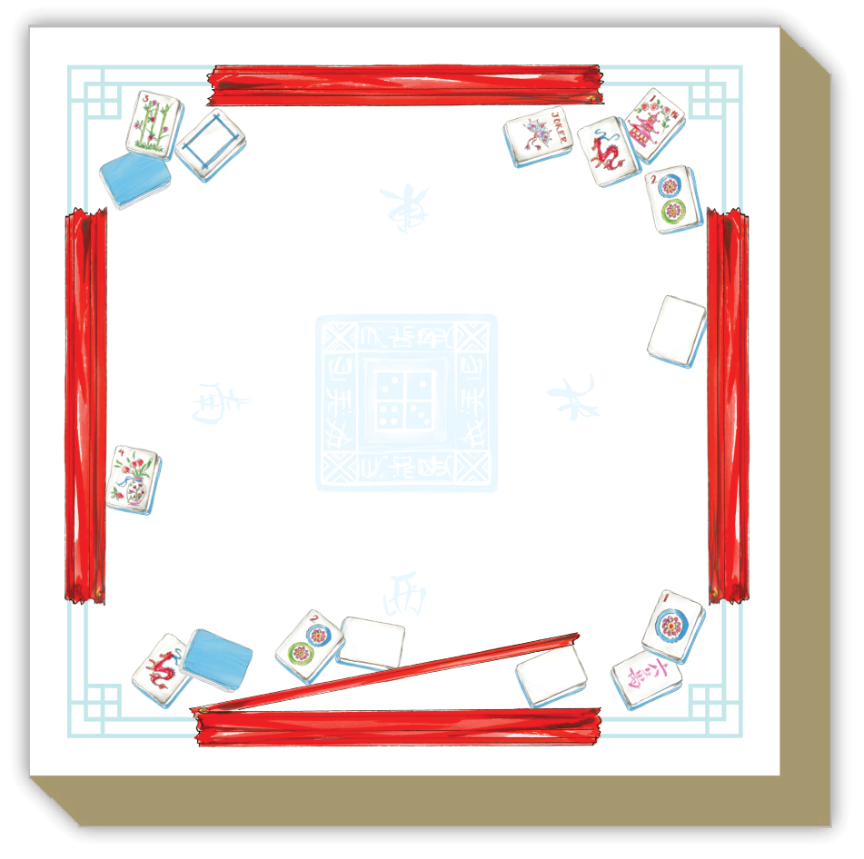 Handpainted Mahjong Table Luxe Notepad - Roseanne Beck