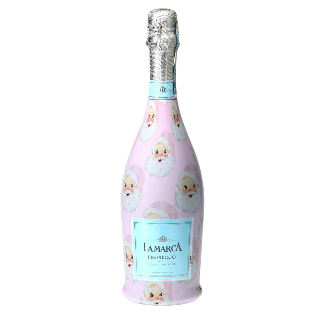 Limited Edition Watercolor Pink Santa Prosecco Bottle Wrap