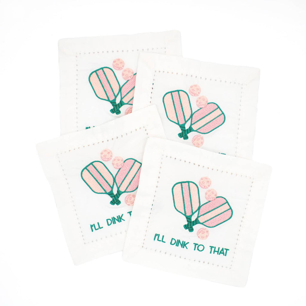 8 Oak Lane - Pickleball Embroidered Cocktail Napkin Set - Home 2 Court