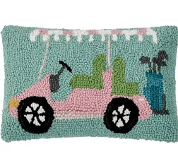 8 x 12 in. Pink Golf Cart Poly Fill Hook Pillow Multi Color - Peking Handicraft - Home 2 Court