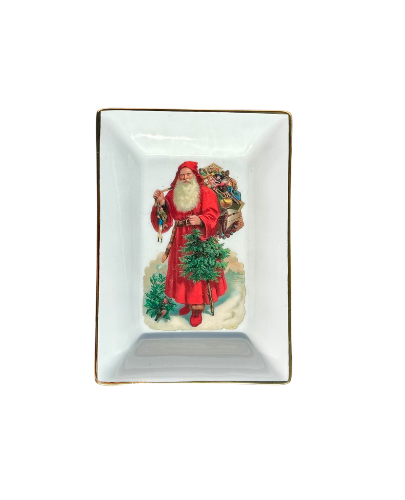 Christmas Holiday Old World Santa Trinket Tray - French Bee