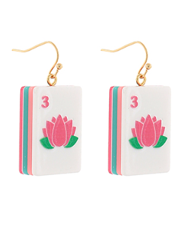 Mahjong Dangle Earrings - Lotus Pink - GS
