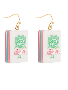 Mahjong Dangle Earrings - Peacock Green - Golden Stella