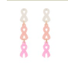 Pink Ribbon Linear Dangle Earrings - Golden Stella
