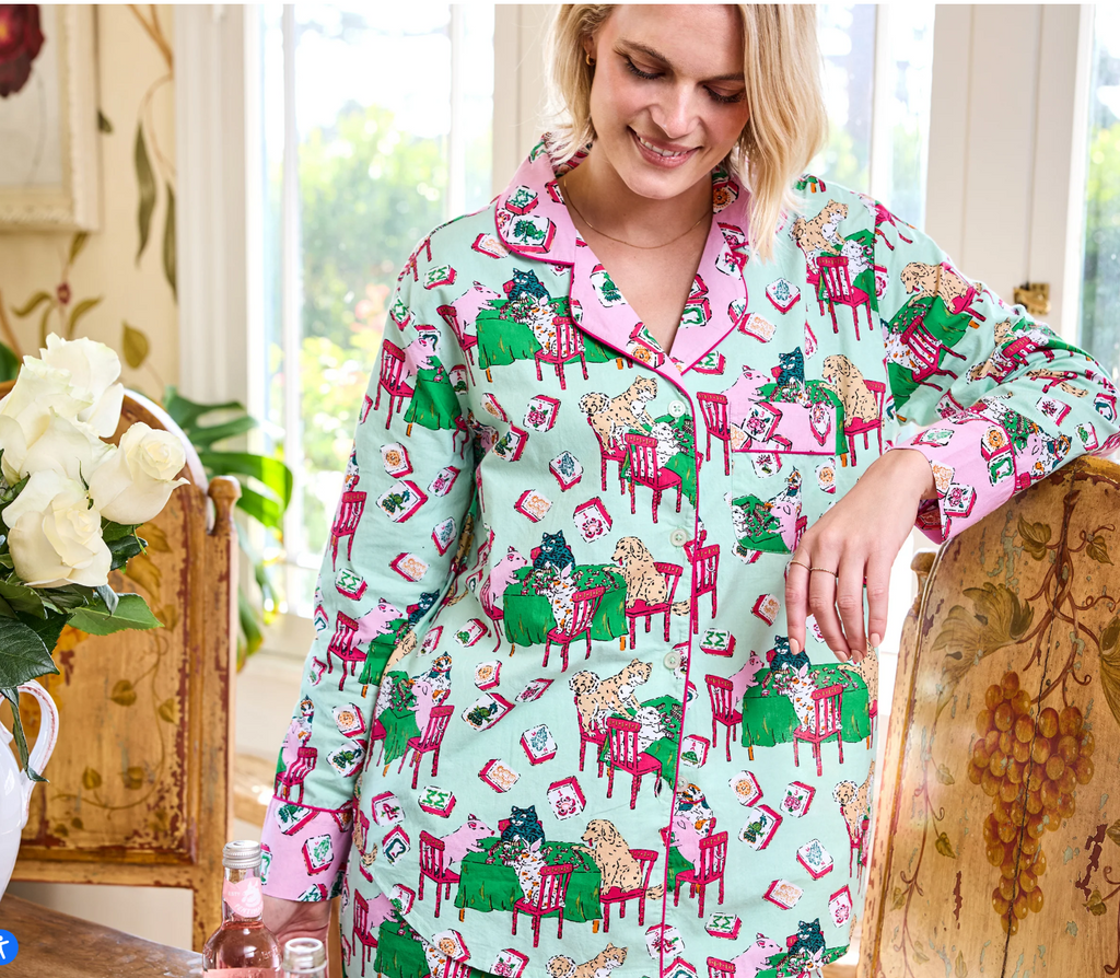 Mah Jongg Menagerie Long Pajama Set by PrintFresh SMALL