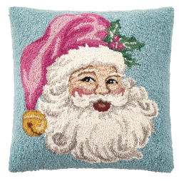 18 x 18 in. Retro Pink Santa Poly Fill Hook Pillow Multi Color