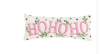 Spotted Holiday Ho Ho Ho Hook Pillow Poly Filled