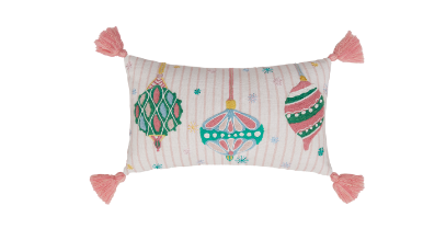Holiday Bright's Ornaments W/Tassels Pillow