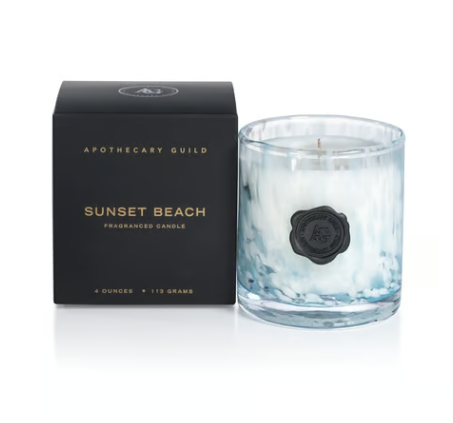 SUNSET BEACH  Mini Apothecary Guild Opal Glass Gift Boxed Scented Jar Candle