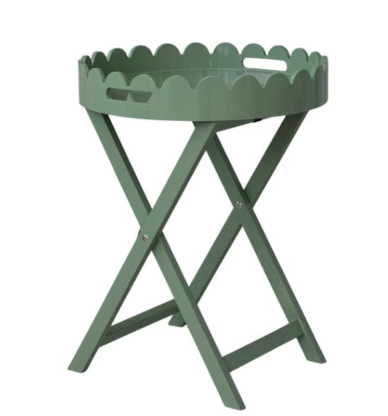 MDF and Acacia Wood Lacquered Folding Table - Sage - Hazel Mazel