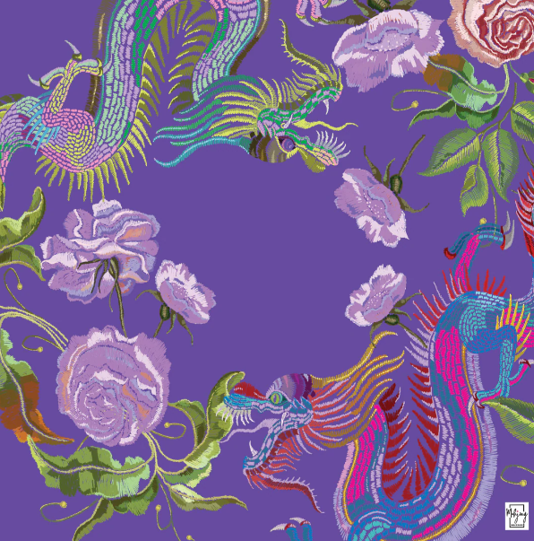 Year of the Dragon Mahjong Mat - Plum - Bespoke Mahjong