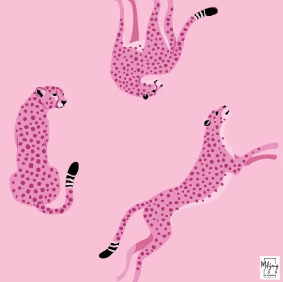 Flirty Leopards Mahjong Mat - Petal Pink - Bespoke Mahjong