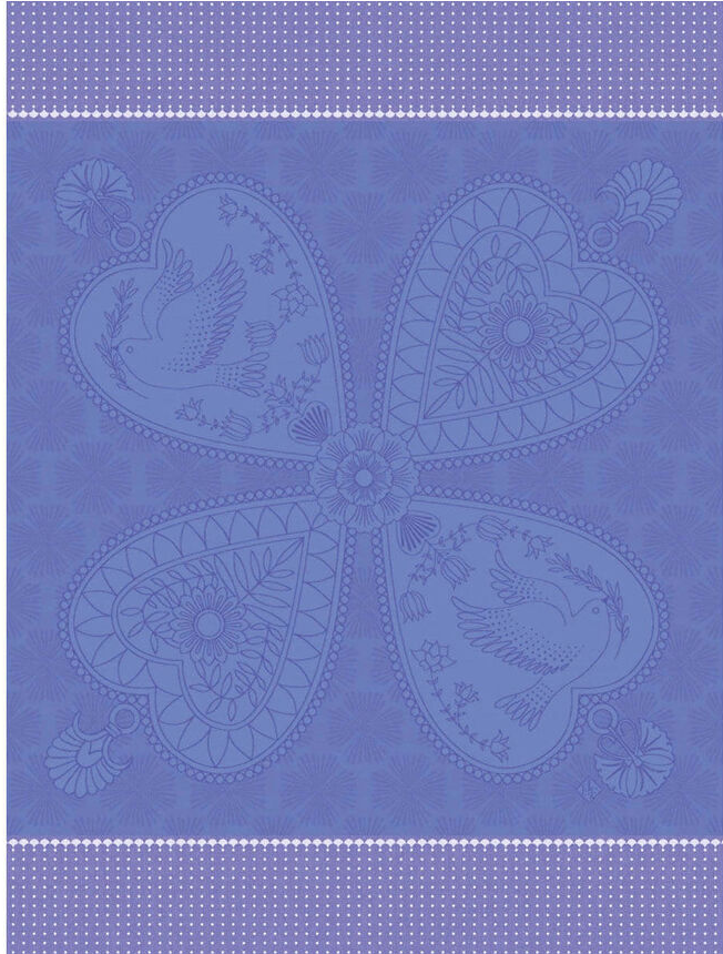 Peace and Love Tea Towel - Blue - Le Jacquard Francais