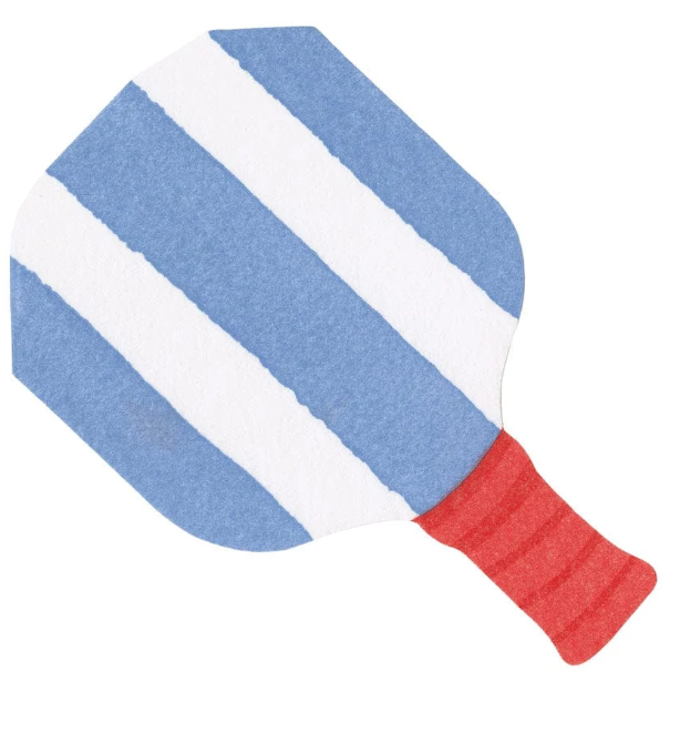 Pickleball Paddle Blue and Red Paper Linen Die Cut Napkin - 15 per package - Caspari