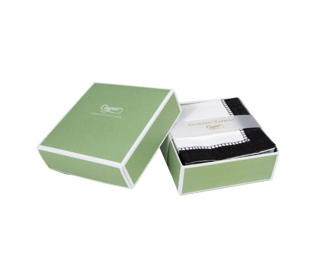 Linen Boarder Napkins in Box - Black - 40 count - Caspari
