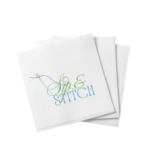 Sip and Stitch Needlepoint Cocktail Napkins - Busy Bee