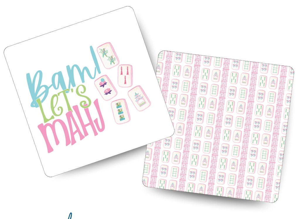 Bam Let's Mahj - Thick Paper Drink Protectors - Pk of 8 - Busy Bee