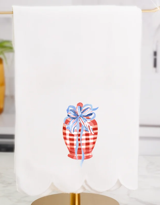 All-American Party Red Ginger Jar Tea Towel - Busy Bee