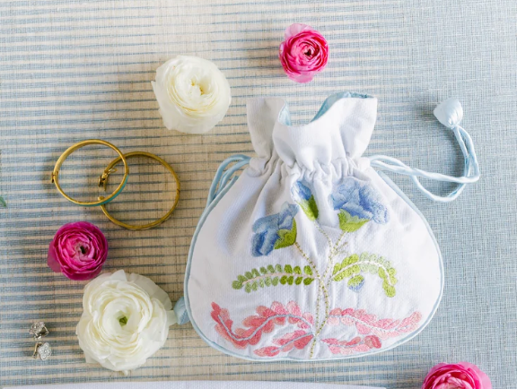 Carnation Jewelry Pouch - Blue - Lenora
