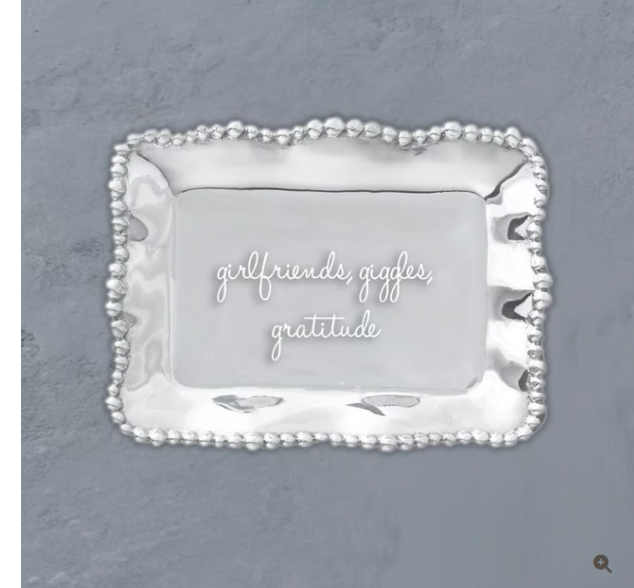 Girlfirends, giggles, gratitude GIFTABLES Organic Pearl Rect Engraved Tray "
