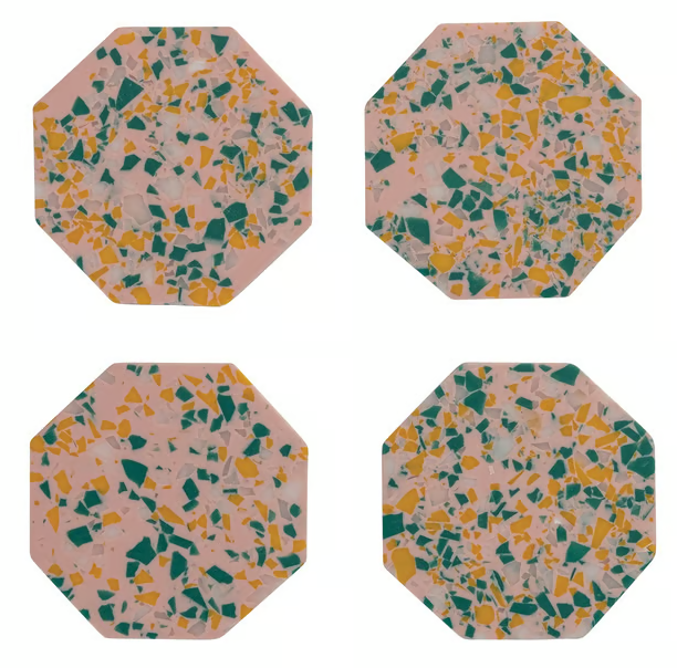 S/4 4"L x 4"W Octagon Coasters