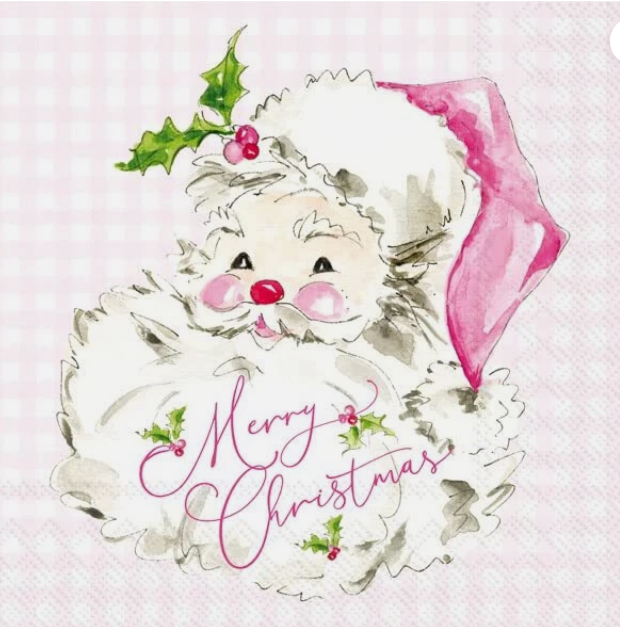 Pink Santa IHR 3ply Cocktail Napkin