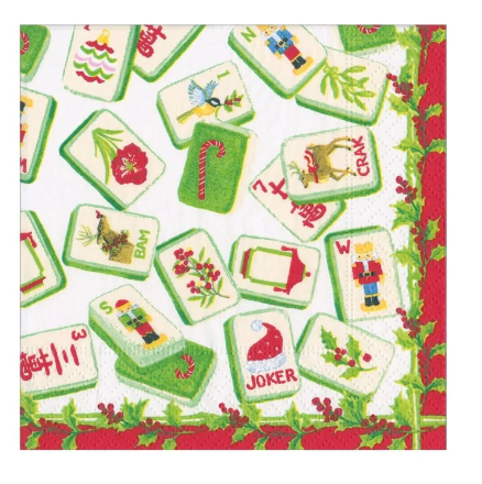 Christmas Mahjong  Caspari  Cocktail Napkins