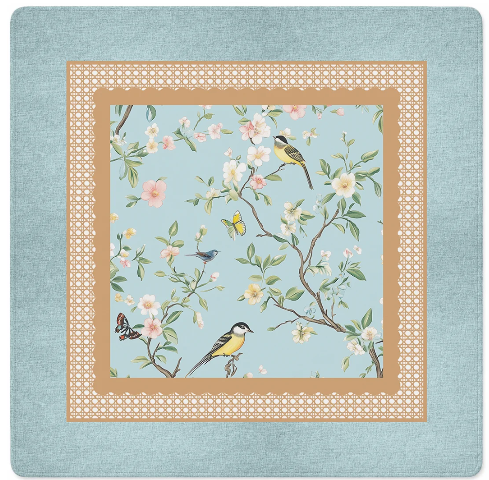 Chinoiserie Birds and Butterflies Faux Leather Mahjong Mat - Mahjong by SI
