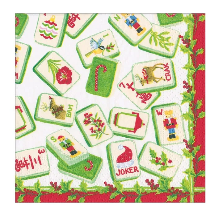 Christmas Mahjong Boxed Cocktail Napkins - 40 ct per box - Caspari