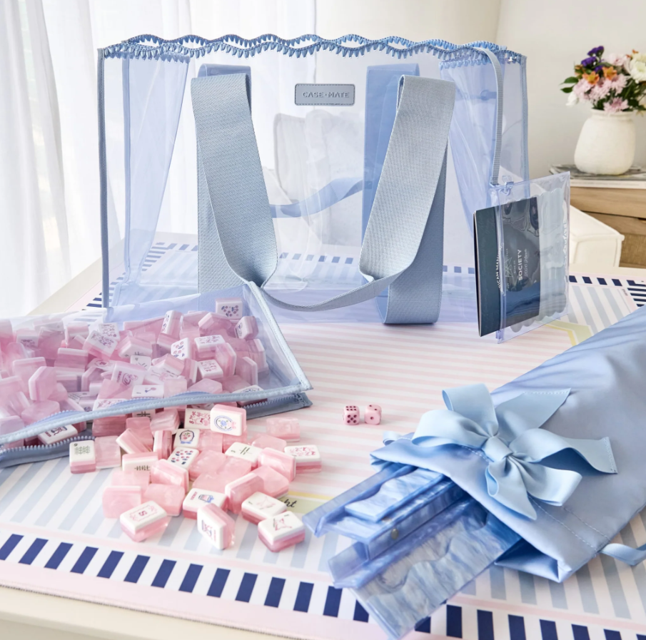 Mahjong Jelly Tote Set -Carolina Blue Crochet Wave - CaseMate