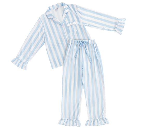 Striped Long Sleeve Pajama Set - Bella Apparel