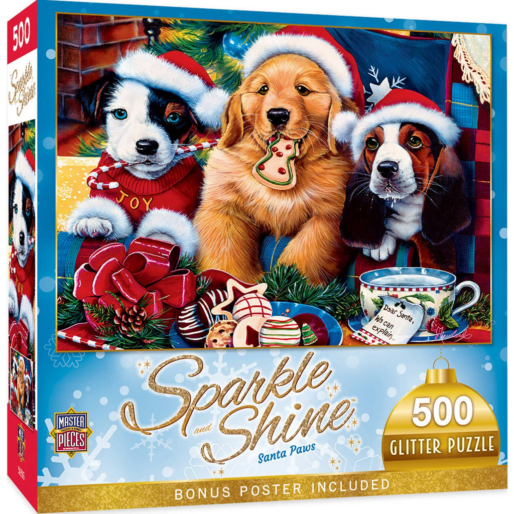 Sparkle & Shine - Santa Paws 500 Piece Glitter Puzzle - MasterPieces Puzzles