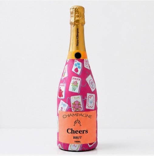 Pink Mahjong Champagne Bottle Wrap