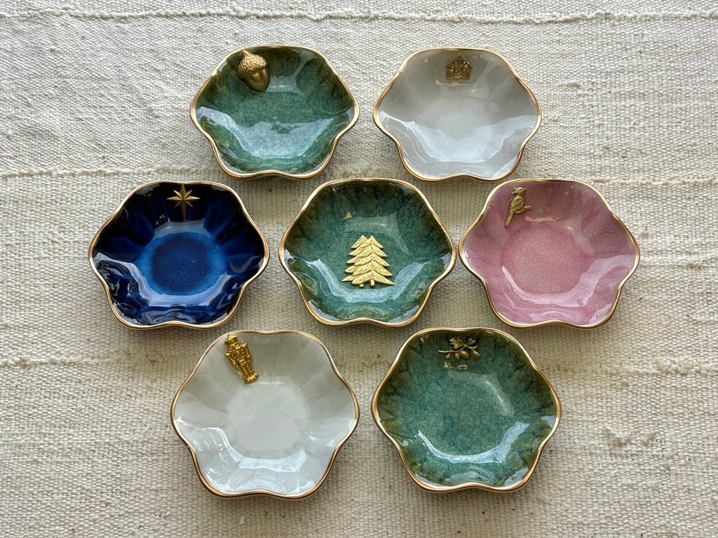Lotus Flower Christmas Ceramic Dish 
