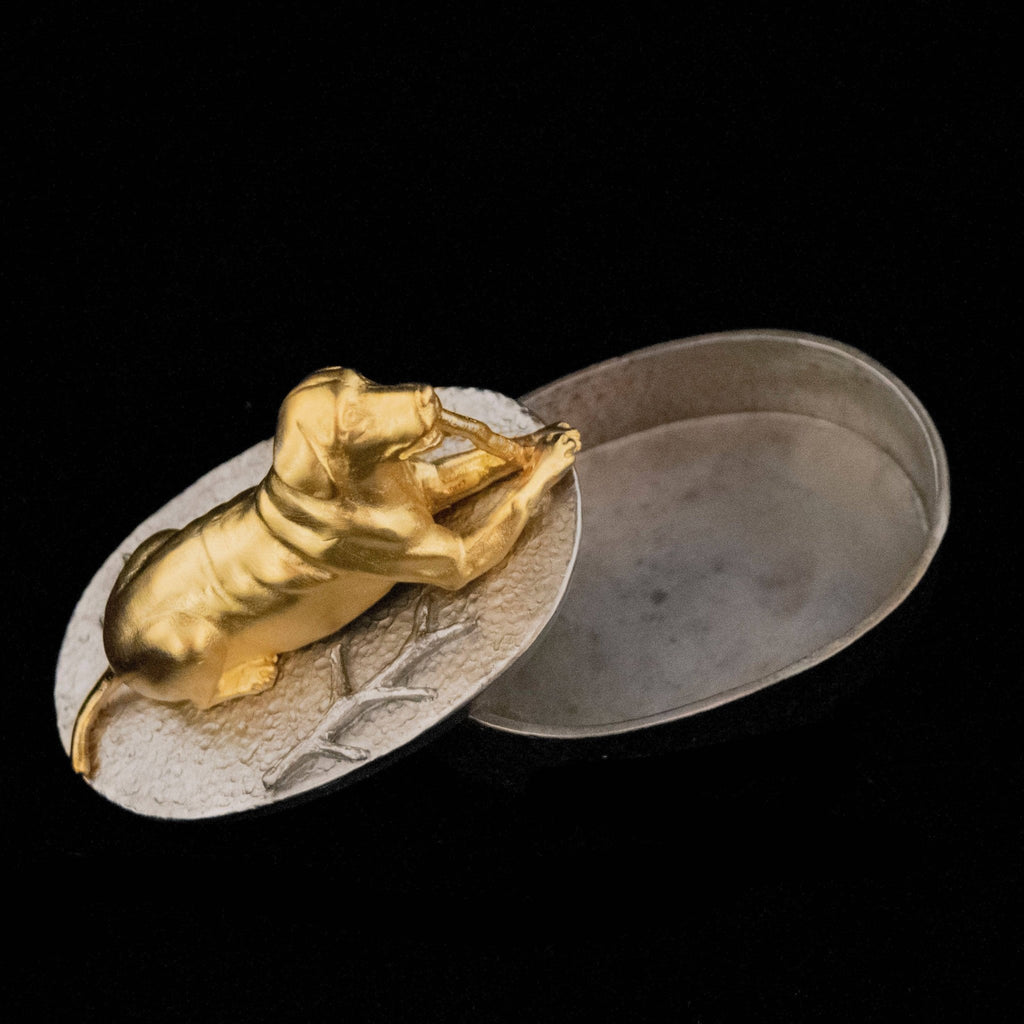 Antique Pewter & 24k Gold Dog Decorative Box - Michael Michaud Table Art - Home 2 Court