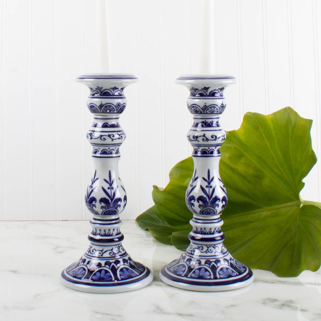Blue Chinoiserie Candlestick Set - Lg - 8 Oak Lane - Home 2 Court