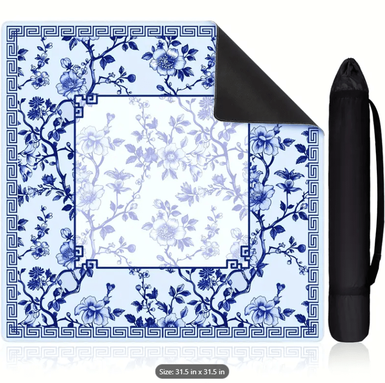 Blue Chinoiserie Mahjong Mat - Home 2 Court