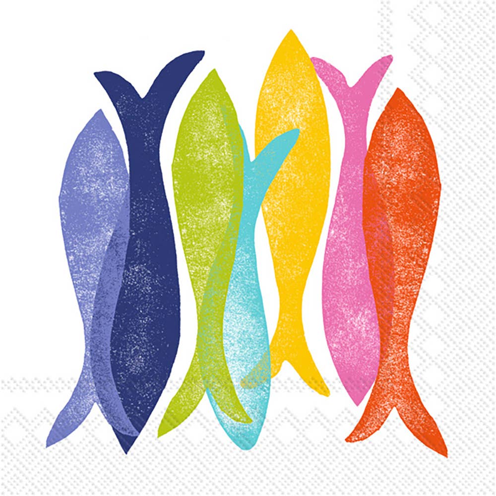 Boston International - Paper Cocktail Napkin 20 Ct Hand Stamp Fish - Home 2 Court
