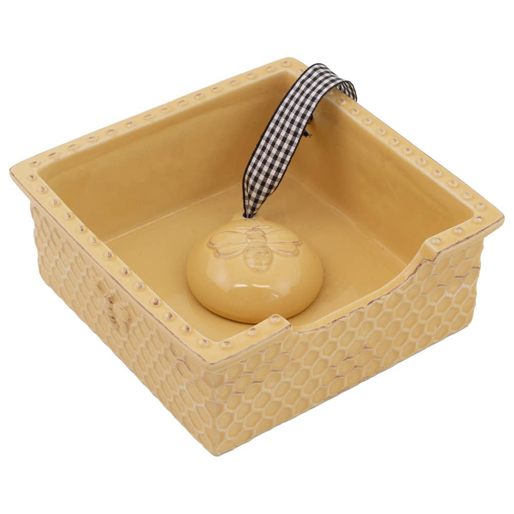 Boston International - Paper Cocktail Napkin Stoneware Caddy Honeycomb - Home 2 Court