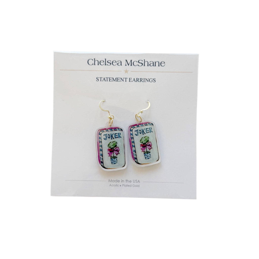 Mahjong Joker acrylic earrings - Chelsea McShane Art
