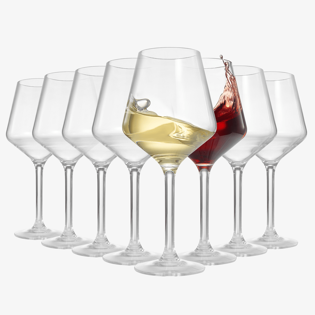 Clear 8 / Khen Glassware - Unbreakable Stemmed Wine Glasses, Tritan Acrylic | Set of 8 - Home 2 Court