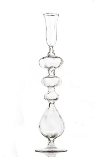 Clear Glass Candlestick, Lg Ball at Base - Home 2 Court