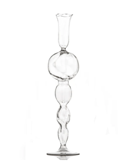 Clear Glass Candlestick with Lg, Rd Ball. - Home 2 Court