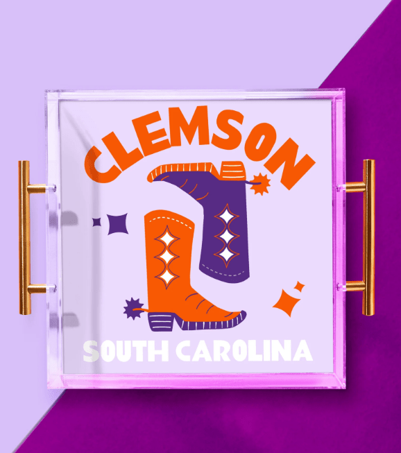 Clemson Large Acrylic Tray - Tart by Taylor - Home 2 Court