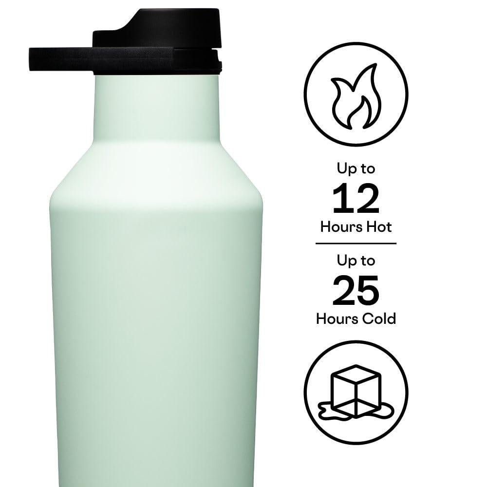 Corkcicle Insulated Canteen Travel Water Bottle, Triple Insulated Stainless Steel, Easy Grip Straw Mouth, Keeps Beverages Cold for 25 Hours or Warm for 12 Hours, 32 oz - Home 2 Court