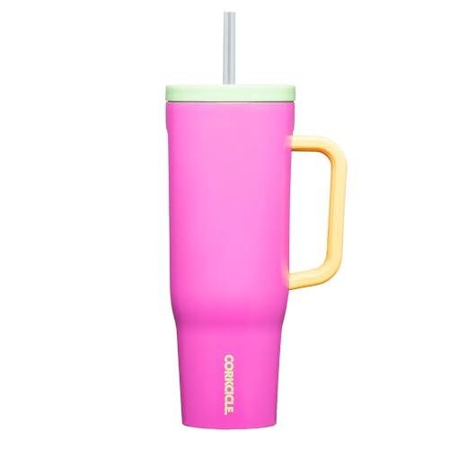Corkcicle Tumbler With Straw and Handle, Reusable Water Bottle, Triple Insulated Travel Mug, BPA Free, Keeps Beverages Cold for 12 Hours and Hot for 5 Hours, Sunglass Tan - Home 2 Court